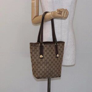 GUCCI GG Canvas Tote Bag Beige Gold